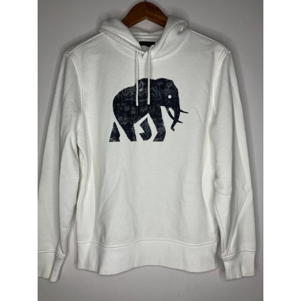 Banana Republic White Sweater with Black Elephant Design